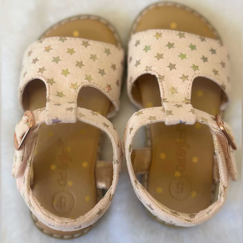 Cat & Jack Cream and Gold Sandals with Mary Jane Strap